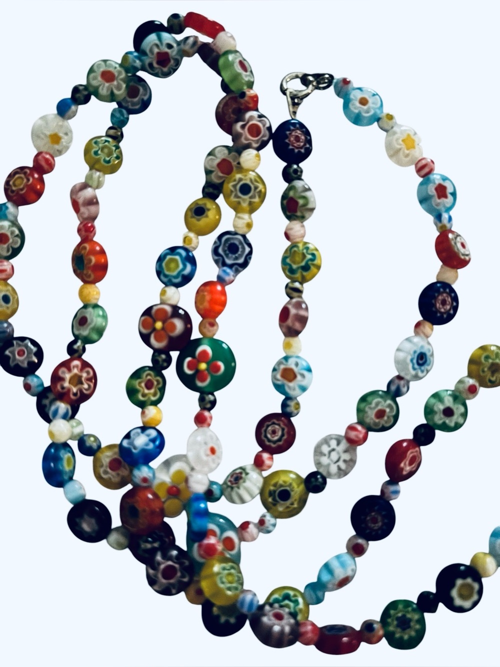 Unique artisan millifiori floral colorful beaded glass beaded necklace